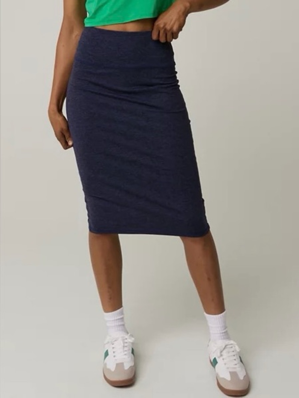 Aerie Offline The Hugger High Rise Blue Midi Skirt XS Real Good Soft Stretch